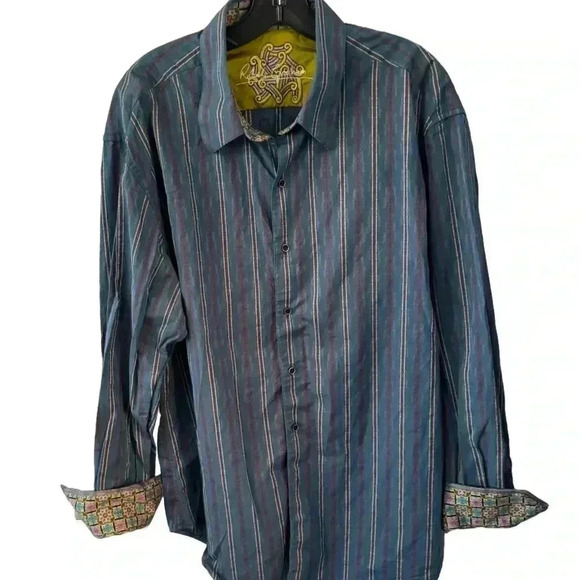 Robert Graham men’s button down Navy blue & burgandy shirt size XL Tall - Picture 1 of 13